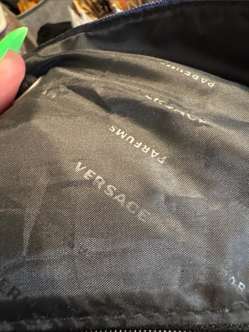 Versace Parfums Navy Blue & Black Drawstring Backpack—Medusa Logo - Picture 9 of 9